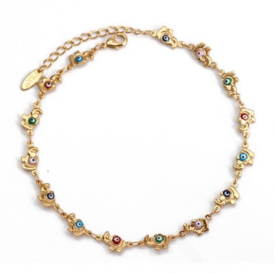 Ochi norocos, cupru, gleznă de elefant reglabilă, multicoloră, turcească, cu ochi rău, gleznă, pentru femei, fete, bijuterii de plajă BE391