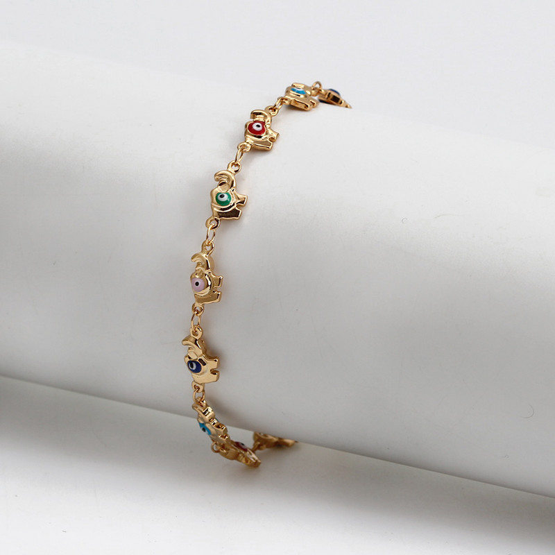 Ochi norocos, cupru, gleznă de elefant reglabilă, multicoloră, turcească, cu ochi rău, gleznă, pentru femei, fete, bijuterii de plajă BE391