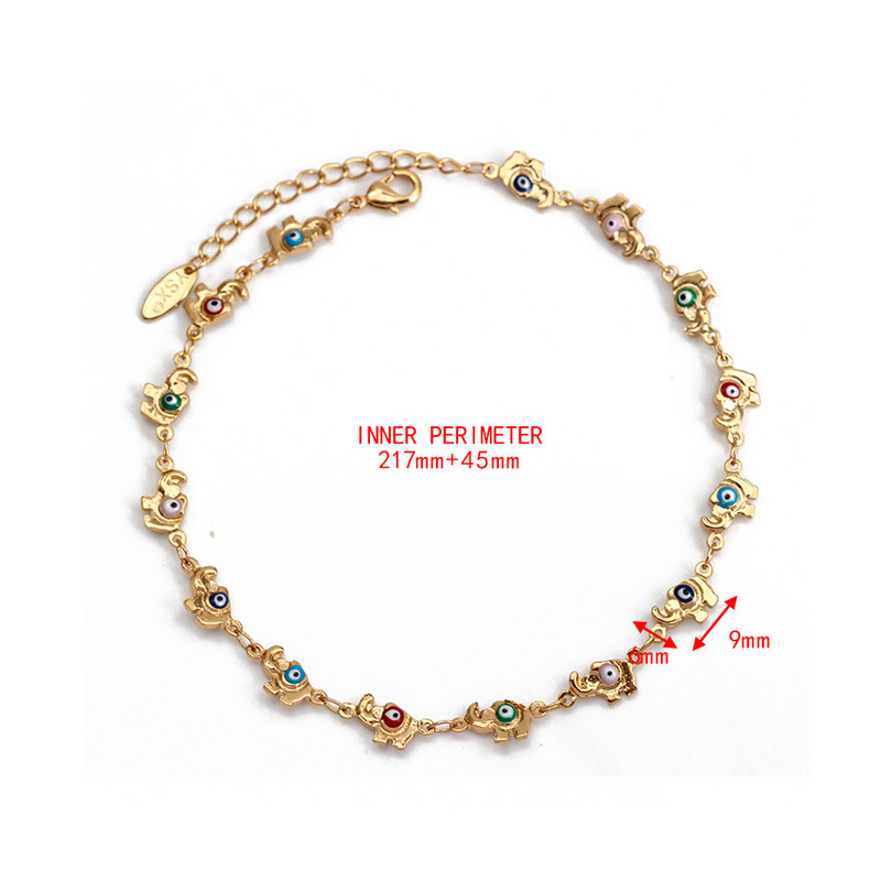 Ochi norocos, cupru, gleznă de elefant reglabilă, multicoloră, turcească, cu ochi rău, gleznă, pentru femei, fete, bijuterii de plajă BE391