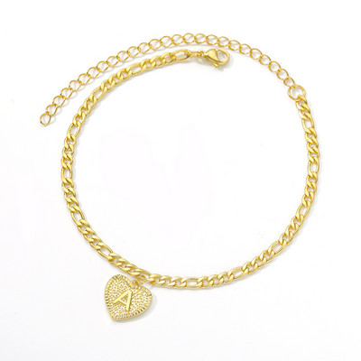 Inițială gleznă inimă pentru femei litera inimă gleznă din oțel inoxidabil brățări vară plajă picior bijuterii boho bijuterii pentru femei