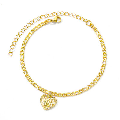 Inițială gleznă inimă pentru femei litera inimă gleznă din oțel inoxidabil brățări vară plajă picior bijuterii boho bijuterii pentru femei