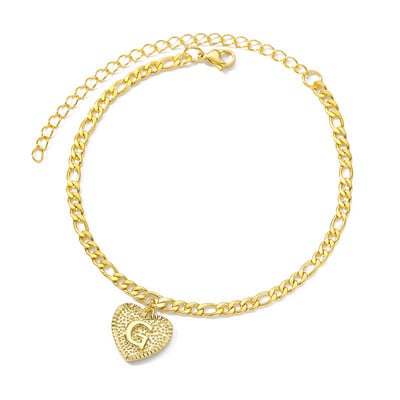 Inițială gleznă inimă pentru femei litera inimă gleznă din oțel inoxidabil brățări vară plajă picior bijuterii boho bijuterii pentru femei