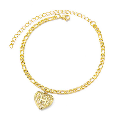 Inițială gleznă inimă pentru femei litera inimă gleznă din oțel inoxidabil brățări vară plajă picior bijuterii boho bijuterii pentru femei