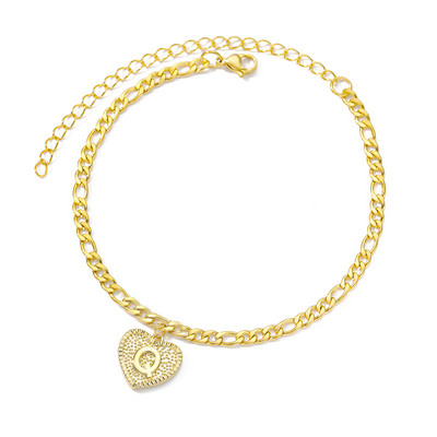 Inițială gleznă inimă pentru femei litera inimă gleznă din oțel inoxidabil brățări vară plajă picior bijuterii boho bijuterii pentru femei