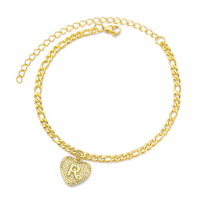 Inițială gleznă inimă pentru femei litera inimă gleznă din oțel inoxidabil brățări vară plajă picior bijuterii boho bijuterii pentru femei