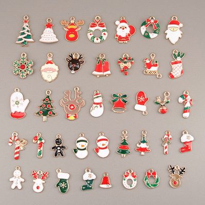 39pcs New Mixed Colorful Christmas Series Enamel Charms Small Pendant Xmas Gifts DIY Handmade Jewelry Making Finding