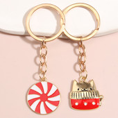 Breloc drăguț emailat, rotund, floare, pisică, breloc chei cu animale, cadouri de prietenie pentru iubitorii de cuplu, bijuterii lucrate manual DIY