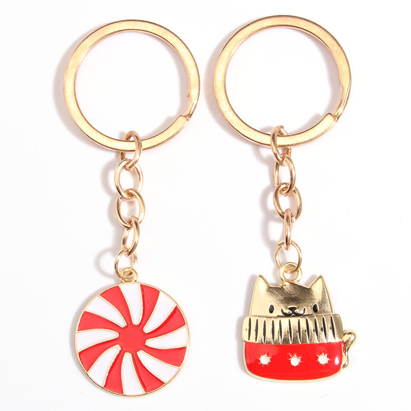 Breloc drăguț emailat, rotund, floare, pisică, breloc chei cu animale, cadouri de prietenie pentru iubitorii de cuplu, bijuterii lucrate manual DIY