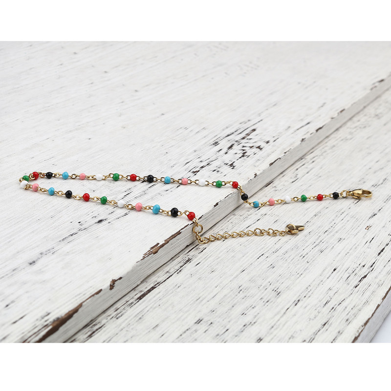 2021 gleznă cu lanț de cablu din oțel inoxidabil pentru femei, gleznă cu email de culoare aurie pentru femei, pentru bijuterii de petrecere, lungime 23 cm (9"), 1 bucată