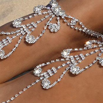 Stonefans Fashion Evil Eye Rhinestone Anklet Гривна Верига за жени Плажни пръсти Верига на пръстите на краката Гривна Гривна Аксесоари за бижута