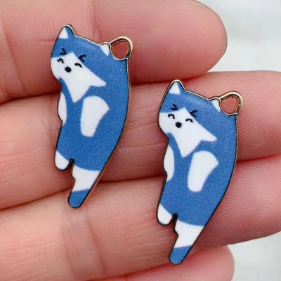 10 bucăți 29mm x 13mm Breloc de metal de culoare aurie de modă Kawaii Animal de pisică multicolor email DIY Confecționarea colierului Brățară Bijuterii Breloc