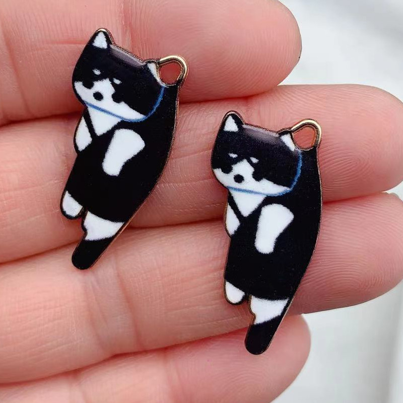 10 bucăți 29mm x 13mm Breloc de metal de culoare aurie de modă Kawaii Animal de pisică multicolor email DIY Confecționarea colierului Brățară Bijuterii Breloc