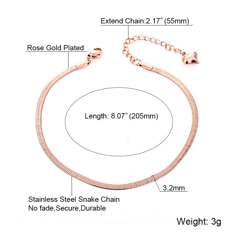 USTAR Jednostavne narukvice sa zmijskim lancem od nehrđajućeg čelika za žene Podesiva narukvica za noge Narukvica na gležnju Ljetne sandale Nakit Ne blijedi