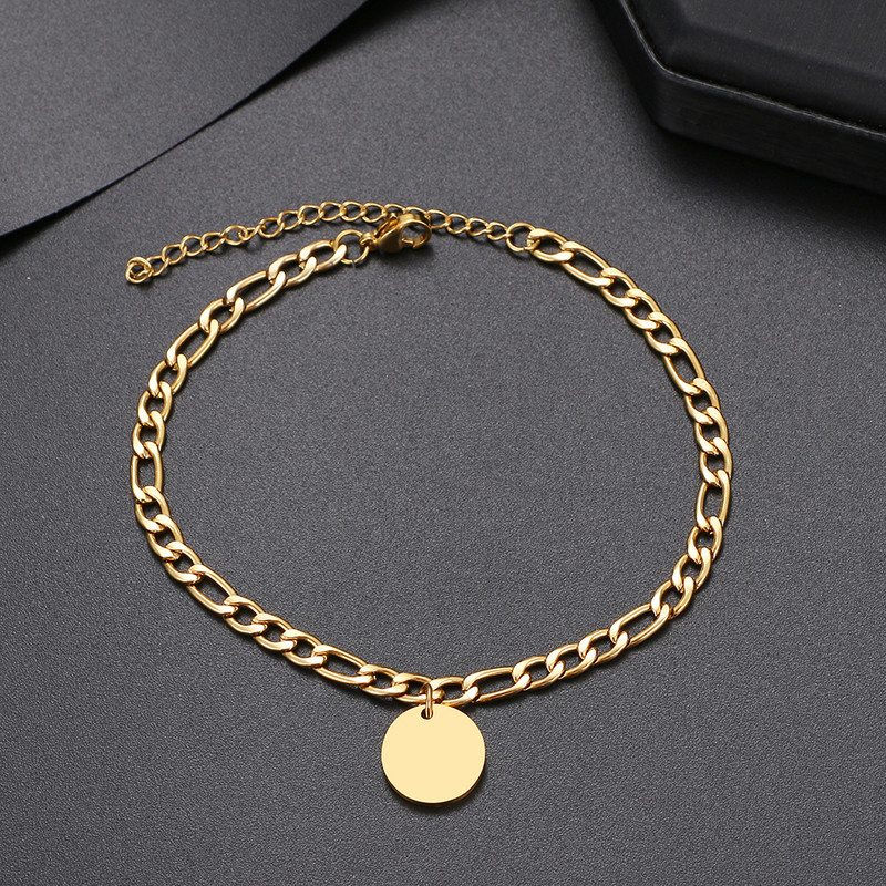 Brațe rotunde din oțel inoxidabil, accesoriu cu lanț cubanez de modă, gleznă de plajă de vară pentru femei, bijuterii pentru picioare, cadouri pentru picioare de culoare aurie