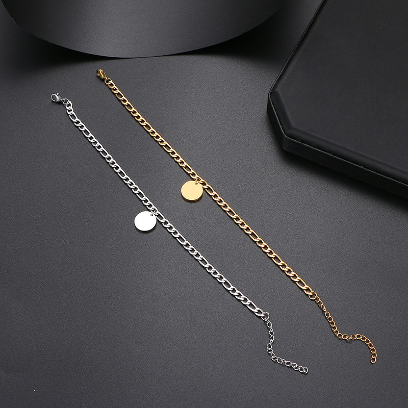 Brațe rotunde din oțel inoxidabil, accesoriu cu lanț cubanez de modă, gleznă de plajă de vară pentru femei, bijuterii pentru picioare, cadouri pentru picioare de culoare aurie