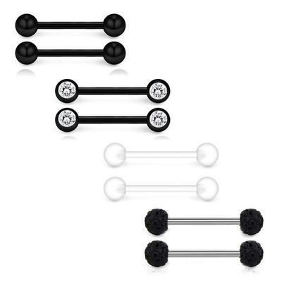 Set de piercing pentru mamelon din cristal din oțel inoxidabil 14G Bar de piercing pentru mamelon din aur roz Pachet de inele pentru limba în vrac Lot Piercing pentru mamelon Bijuterii