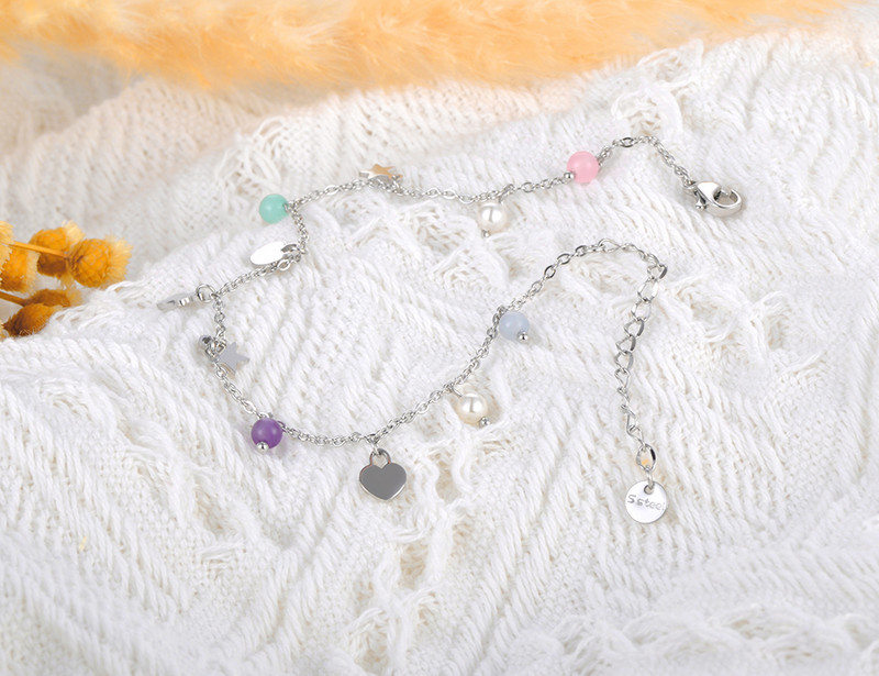 Lokaer Boemia perle cristal piatră farmec gleznă bijuterii picior din oțel inoxidabil Star inimă ursuleț gleznă pentru femei fete A22011