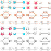 Kirurški čelični set za piercing za bradavice sa slatkim mačkama 14G kristalni prsten za bradavice Veliki zubi Seksi nakit za piercing za bradavice Serija nakita za tijelo