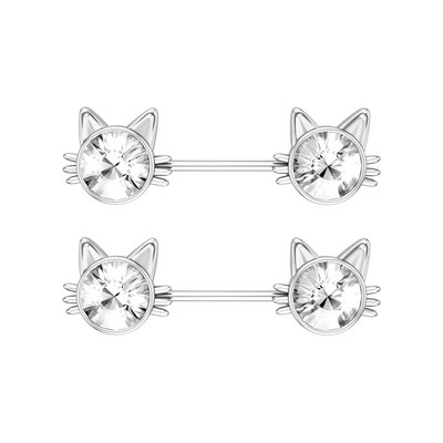 Kirurški čelični set za piercing za bradavice sa slatkim mačkama 14G kristalni prsten za bradavice Veliki zubi Seksi nakit za piercing za bradavice Serija nakita za tijelo