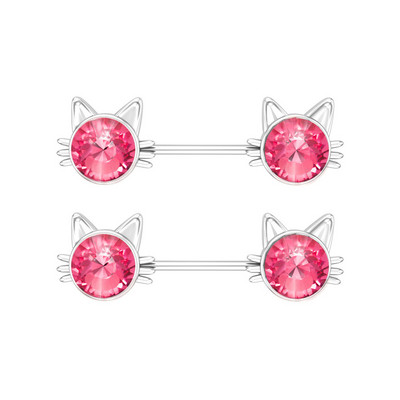 Kirurški čelični set za piercing za bradavice sa slatkim mačkama 14G kristalni prsten za bradavice Veliki zubi Seksi nakit za piercing za bradavice Serija nakita za tijelo