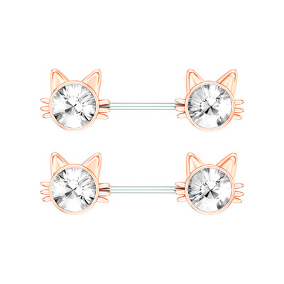 Kirurški čelični set za piercing za bradavice sa slatkim mačkama 14G kristalni prsten za bradavice Veliki zubi Seksi nakit za piercing za bradavice Serija nakita za tijelo