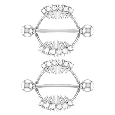 Kirurški čelični set za piercing za bradavice sa slatkim mačkama 14G kristalni prsten za bradavice Veliki zubi Seksi nakit za piercing za bradavice Serija nakita za tijelo