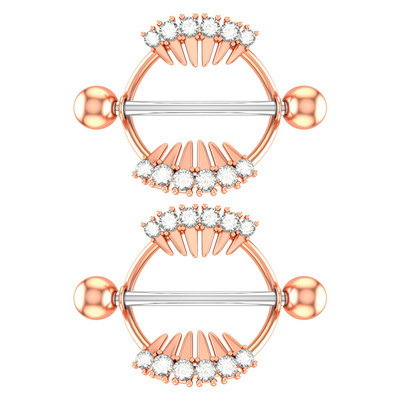 Kirurški čelični set za piercing za bradavice sa slatkim mačkama 14G kristalni prsten za bradavice Veliki zubi Seksi nakit za piercing za bradavice Serija nakita za tijelo