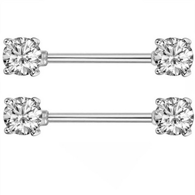 2 bucăți din oțel chirurgical, cristal, piercing pentru mamelon, bijuterii sexy cu zircon, inel pentru mamelon, inel Cz pentru mamelon, pentru femei, piercing pezon