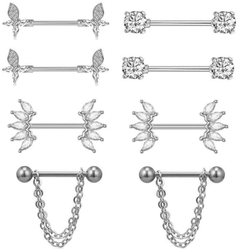 Rozsdamentes acél arany kígyó mellbimbó piercing készlet pillangó mellbimbó gyűrű tömeges szív mellbimbó piercing ékszer csomag Piercing Pezon Lot