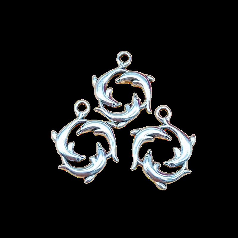 10 komada privjesaka Predstava tri dupina 21x16 mm Antikni privjesci srebrne boje Izrada DIY ručno rađenog tibetanskog nakita Pronalaženje