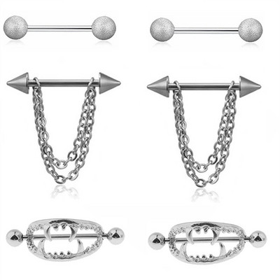 Set de bijuterii pentru piercing pentru mamelon din oțel inoxidabil lot14G dinți inel pentru piercing pentru mamelon set de bare de limbă în vrac Set de bijuterii sexy pentru mamelon