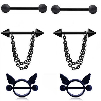 Set de bijuterii pentru piercing pentru mamelon din oțel inoxidabil lot14G dinți inel pentru piercing pentru mamelon set de bare de limbă în vrac Set de bijuterii sexy pentru mamelon