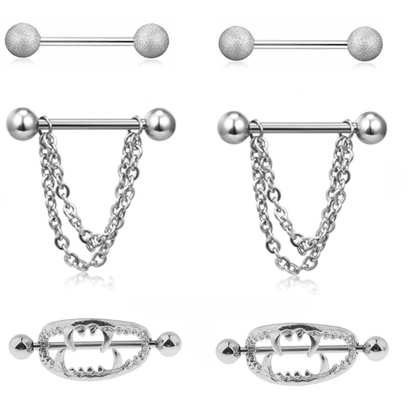 Set de bijuterii pentru piercing pentru mamelon din oțel inoxidabil lot14G dinți inel pentru piercing pentru mamelon set de bare de limbă în vrac Set de bijuterii sexy pentru mamelon