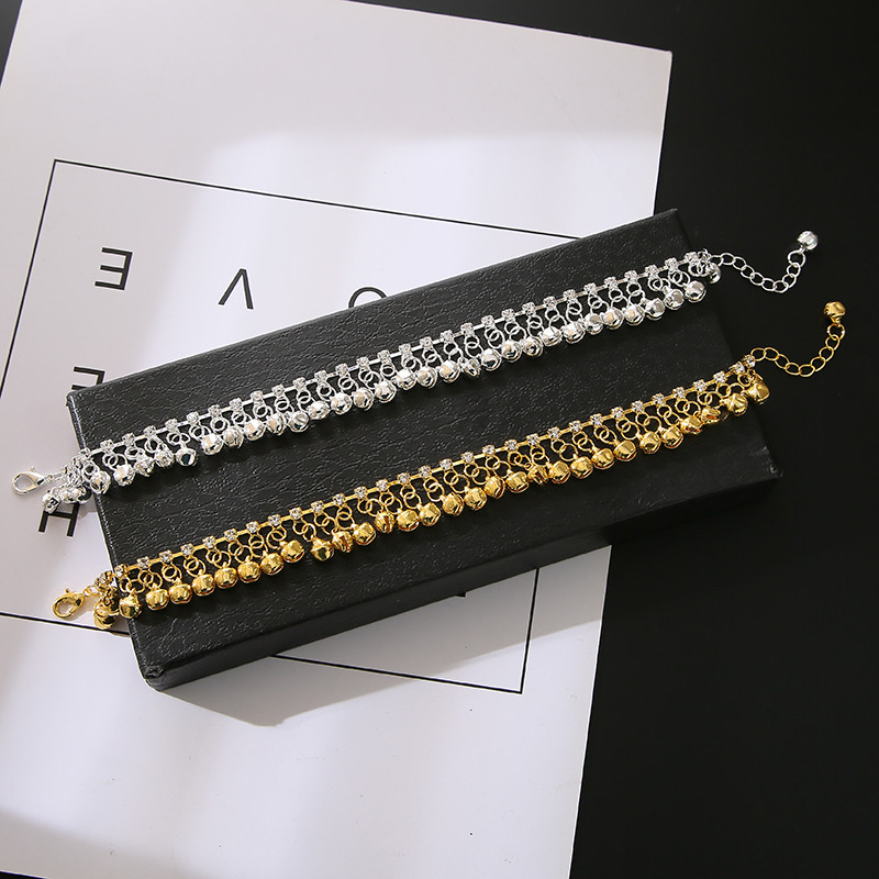 Vruća rasprodaja zlatne boje srebrne boje Etničke narukvice zvona s resicama za žene Djevojke Narukvica za stopala na plaži Narukvica na gležnju Indijski nakit Dodaci