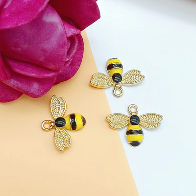 10 tk/pakk Mesilase kärgstruktuuri emailiga metallist amuletid kuldne alus ehete valmistamiseks ja meisterdamiseks moekõrvarõnga võlu moe ripats