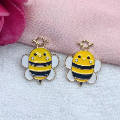 10 tk/pakk Mesilase kärgstruktuuri emailiga metallist amuletid kuldne alus ehete valmistamiseks ja meisterdamiseks moekõrvarõnga võlu moe ripats