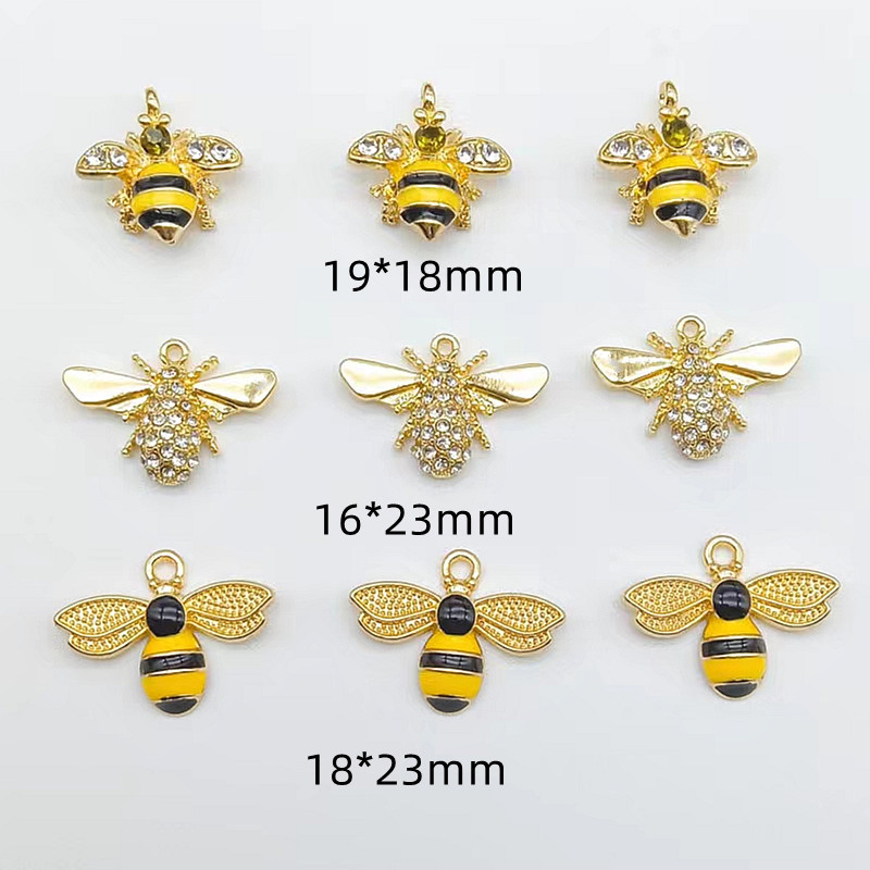 10 tk/pakk Mesilase kärgstruktuuri emailiga metallist amuletid kuldne alus ehete valmistamiseks ja meisterdamiseks moekõrvarõnga võlu moe ripats