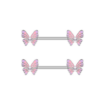 Ružičasti kristalni set za piercing za bradavice od nehrđajućeg čelika Cvjetni prsten za bradavice Bulk ženski leptir za bradavice Paket s utegom za piercing Lengua Lot