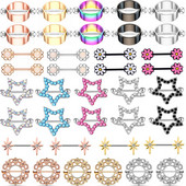 1 Pár Stalness Acél Szív Mellbimbó Piercing Gyűrű 14G Virág Mellbimbó Piercing Súlyzó ékszer Pentagram Mellbimbó Piercing Pajzs szett