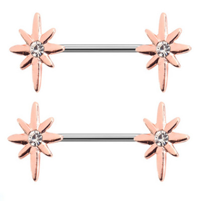 1 Pár Stalness Acél Szív Mellbimbó Piercing Gyűrű 14G Virág Mellbimbó Piercing Súlyzó ékszer Pentagram Mellbimbó Piercing Pajzs szett