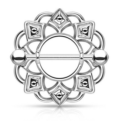 1 Pár Stalness Acél Szív Mellbimbó Piercing Gyűrű 14G Virág Mellbimbó Piercing Súlyzó ékszer Pentagram Mellbimbó Piercing Pajzs szett