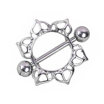 1 Pár Stalness Acél Szív Mellbimbó Piercing Gyűrű 14G Virág Mellbimbó Piercing Súlyzó ékszer Pentagram Mellbimbó Piercing Pajzs szett
