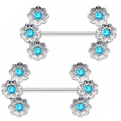 1 Pár Stalness Acél Szív Mellbimbó Piercing Gyűrű 14G Virág Mellbimbó Piercing Súlyzó ékszer Pentagram Mellbimbó Piercing Pajzs szett