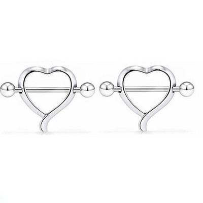 1 Pár Stalness Acél Szív Mellbimbó Piercing Gyűrű 14G Virág Mellbimbó Piercing Súlyzó ékszer Pentagram Mellbimbó Piercing Pajzs szett