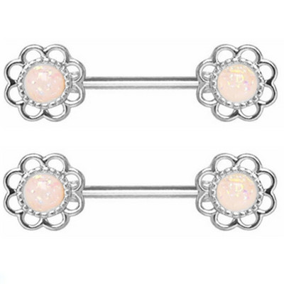 1 Pár Stalness Acél Szív Mellbimbó Piercing Gyűrű 14G Virág Mellbimbó Piercing Súlyzó ékszer Pentagram Mellbimbó Piercing Pajzs szett