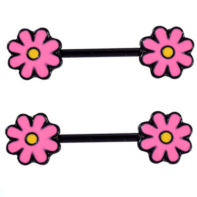 1 Pár Stalness Acél Szív Mellbimbó Piercing Gyűrű 14G Virág Mellbimbó Piercing Súlyzó ékszer Pentagram Mellbimbó Piercing Pajzs szett