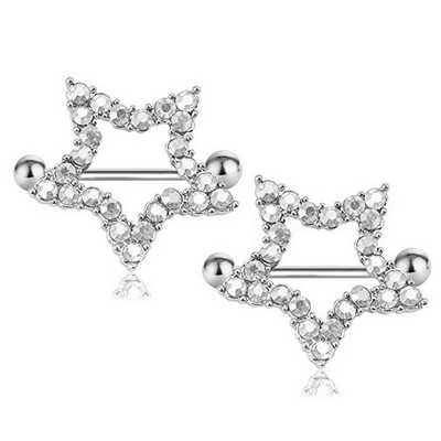 1 Pár Stalness Acél Szív Mellbimbó Piercing Gyűrű 14G Virág Mellbimbó Piercing Súlyzó ékszer Pentagram Mellbimbó Piercing Pajzs szett