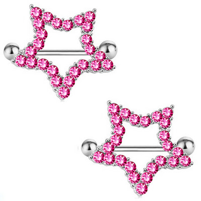 1 Pár Stalness Acél Szív Mellbimbó Piercing Gyűrű 14G Virág Mellbimbó Piercing Súlyzó ékszer Pentagram Mellbimbó Piercing Pajzs szett