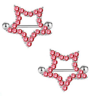 1 Pár Stalness Acél Szív Mellbimbó Piercing Gyűrű 14G Virág Mellbimbó Piercing Súlyzó ékszer Pentagram Mellbimbó Piercing Pajzs szett