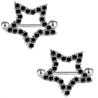 1 Pár Stalness Acél Szív Mellbimbó Piercing Gyűrű 14G Virág Mellbimbó Piercing Súlyzó ékszer Pentagram Mellbimbó Piercing Pajzs szett